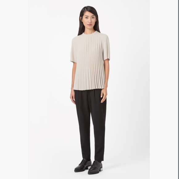 COS Pleated Raw Edge Blouse in ivory - Picture 1 of 9